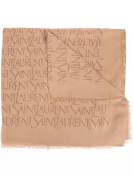 Жаккардовый шарф из смеси модала и кашемира Saint Laurent, бежевый