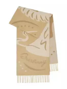 Жаккардовый шарф Mirrored Horse BURBERRY, нейтральный