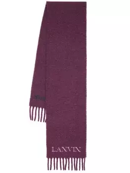 Жаккардовый шарф с бахромой и логотипом Lanvin, фиолетовый
