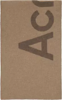 Жаккардовый шарф с бежево-коричневым логотипом Acne Studios