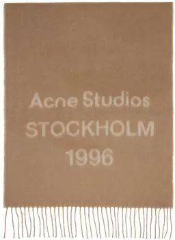 Жаккардовый шарф с логотипом из загара Acne Studios, Camel/Ecru