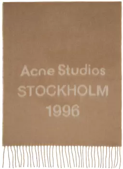 Жаккардовый шарф с логотипом из загара Acne Studios, Camel/Ecru