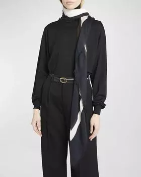 Жаккардовый шелково-шерстяной шарф Grand Carre Saint Laurent, цвет Coffee