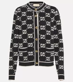 Жаккардовый шерстяной кардиган букле gg Gucci, мультиколор