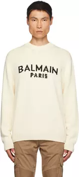 Жаккардовый свитер Balmain Off-White