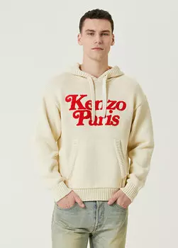Жаккардовый свитер By verdy с капюшоном и логотипом Kenzo, бежевый