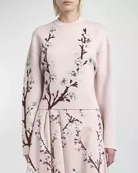 Жаккардовый свитер Cherry Blossom Alexander McQueen, цвет Red