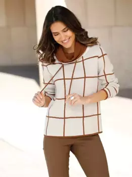 Жаккардовый свитер Classic Basics "водолазка", цвет Champagner-Cognac-Gemustert