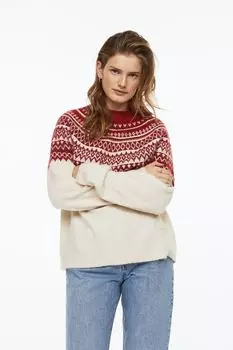 Жаккардовый свитер H&amp;M, красный/узор