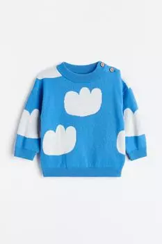 Жаккардовый свитер H&amp;M, синий/облака