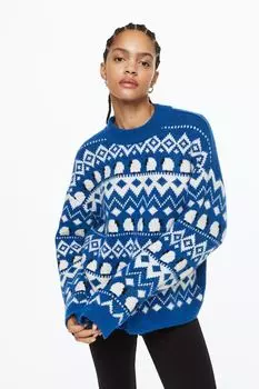 Жаккардовый свитер H&amp;M, синий/овца