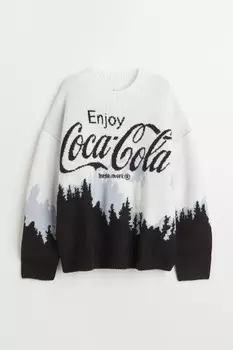 Жаккардовый свитер H&M, черный
