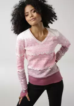 Жаккардовый свитер KangaROOS норвежского узора с маленькими кенгуру, цвет Rosa-Beere