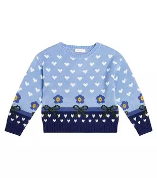 Жаккардовый свитер Monnalisa, синий