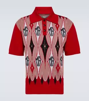 Жаккардовый свитер-поло из шерсти с узором аргайл Amiri, красный