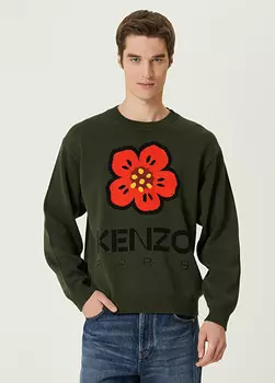 Жаккардовый свитер с цветочным узором Boke Kenzo, хаки