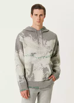 Жаккардовый свитер с капюшоном и брызгами Domrebel, серый