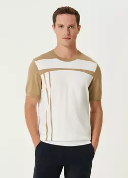 Жаккардовый свитер с короткими рукавами Beymen Club, коричневый