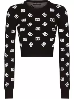 Жаккардовый свитер с логотипом DG DOLCE & GABBANA, черный