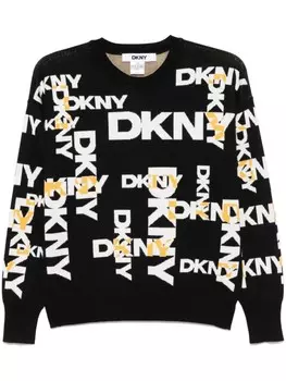 Жаккардовый свитер с логотипом DKNY, черный
