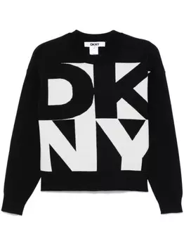 Жаккардовый свитер с логотипом DKNY, черный
