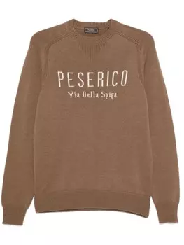Жаккардовый свитер с логотипом Peserico, коричневый