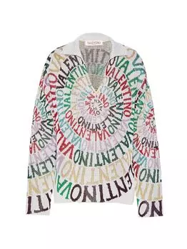Жаккардовый свитер с люрексом и петлями Valentino, разноцветный