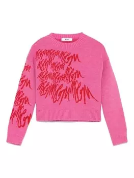 Жаккардовый свитер с узором MSGM Kids, розовый