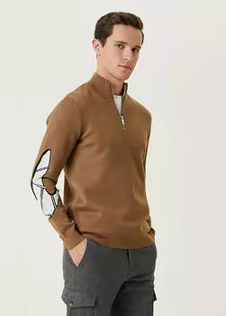 Жаккардовый свитер с верблюжьим воротником и молнией Beymen