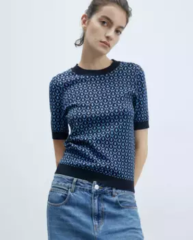 Жаккардовый свитер Sfera, темно-синий