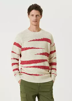 Жаккардовый свитер в красную полоску из органического хлопка Scotch & Soda