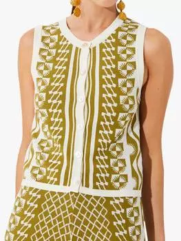 Жаккардовый топ без рукавов gablesi SUNCOO, цвет Khaki/White