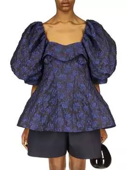 Жаккардовый топ-бюстье с пышными рукавами Simone Rocha Navy