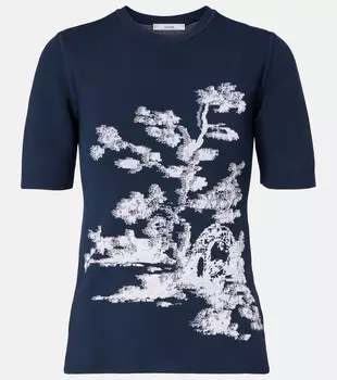 Жаккардовый топ Erdem, Cyanotype Etching Navy