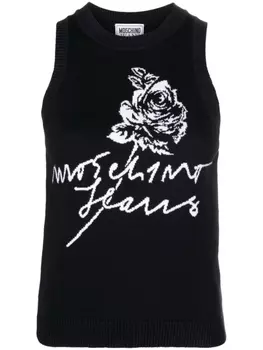 Жаккардовый топ MOSCHINO JEANS, черный