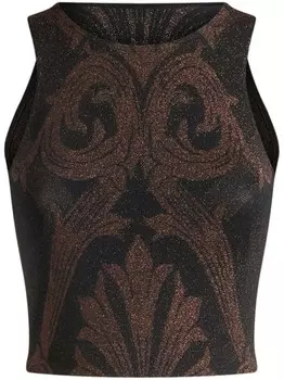 Жаккардовый топ с эффектом металлик ETRO, коричневый