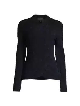 Жаккардовый топ с геометрическим рисунком и запахом Emporio Armani, черный