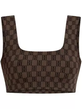 Жаккардовый топ с логотипом By Malene Birger, коричневый