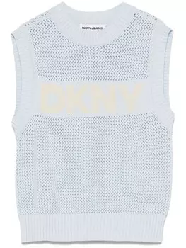 Жаккардовый топ с логотипом DKNY, синий