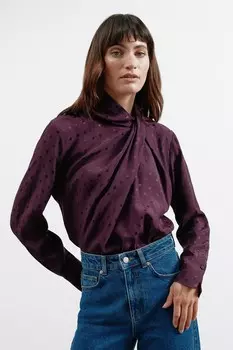 Жаккардовый топ с перекрученным воротом Albaray, красный