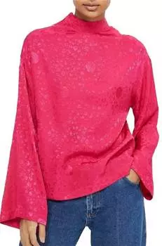 Жаккардовый топ с рукавами-кимоно и цветочным принтом в розовом цвете Topshop