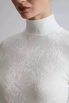 Жаккардовый топ с воротником стойкой H&M, белый