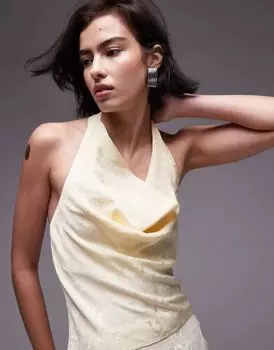 Жаккардовый топ Topshop в сочетании с бретельками на бретельках лимонного цвета