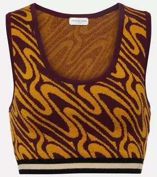 Жаккардовый укороченный топ Dries Van Noten, мультиколор