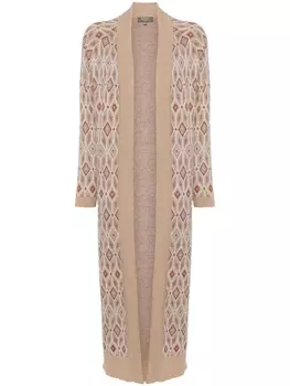 Жаккардовый вязаный кардиган N.Peal, бежевый