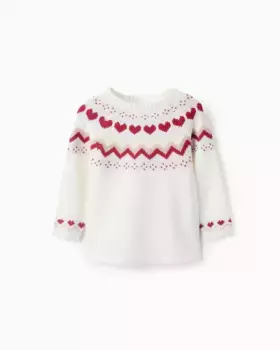 Жаккардовый вязаный свитер для девочки Zippy, красный