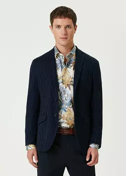Жаккардовый жакет с этническим узором Etro, синий