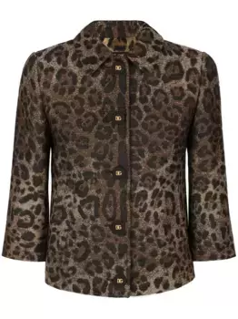 Жаккардовый жакет с леопардовым узором DOLCE & GABBANA, коричневый