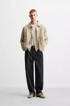 Жаккардовый жакет в цветочек ZARA, цвет Ecru/Beige