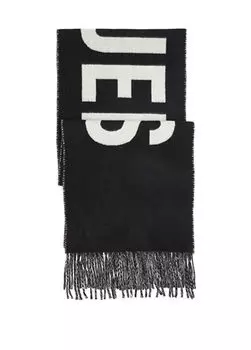 Жаккардовый женский шерстяной шарф с логотипом Jacquemus, черный